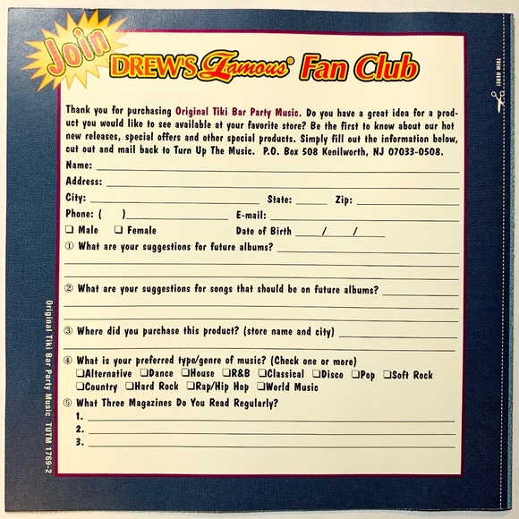 Drew's Famous Original Tiki Bar Party Music CD 2005 UPC 790617176921 - Picture 2 of 4